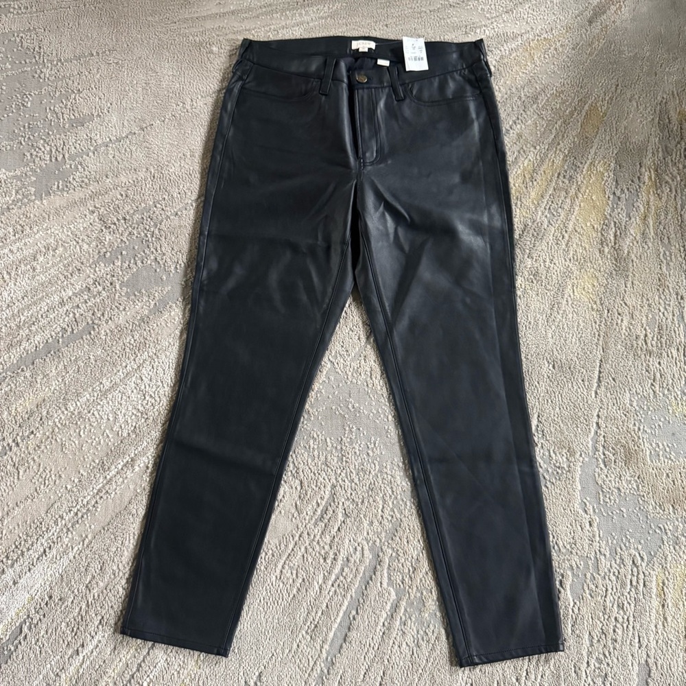 J Crew faux leather pants slim straight leg mid rise ankle size 31 new with tags